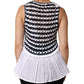 White Black Knitted Round Neck Sleeveless Tank Top