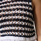 White Black Knitted Round Neck Sleeveless Tank Top