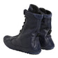 Dark Blue Deer Leather Mid Calf Boots Shoes