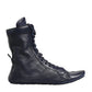 Dark Blue Deer Leather Mid Calf Boots Shoes