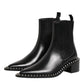 Black Studded Chelsea Short Ankle Boots Shoes