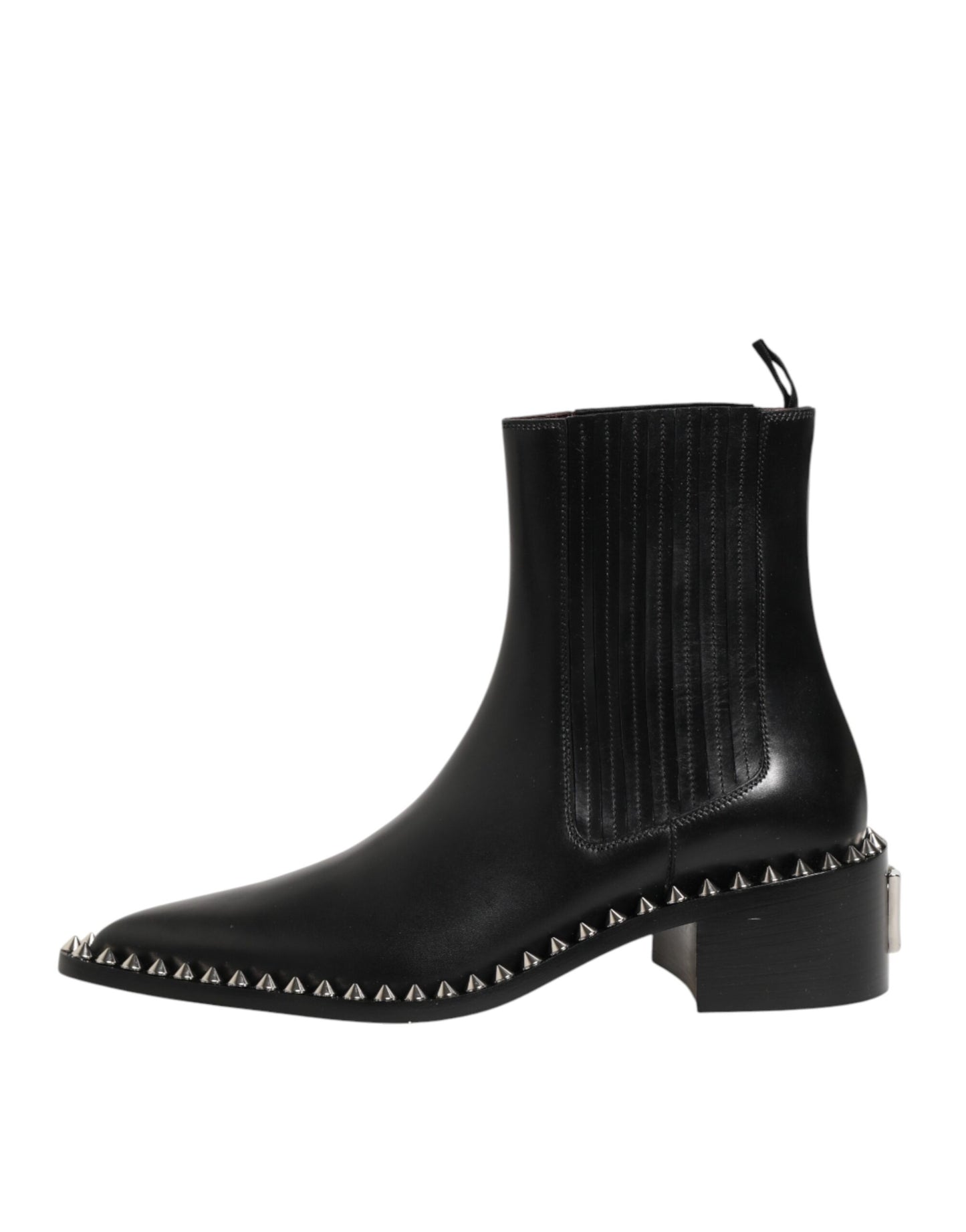 Black Studded Chelsea Short Ankle Boots Shoes