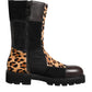 Multicolor Leopard Mid Calf Boots Shoes