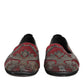 Bordeaux Jacquard Leather Slip On Loafer Shoes