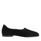 Black Leather Suede Slip On Loafers Dress Shoes