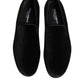 Black Leather Suede Slip On Loafers Dress Shoes