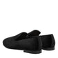 Black Leather Suede Slip On Loafers Dress Shoes
