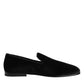 Black Leather Suede Slip On Loafers Dress Shoes