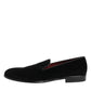 Black Leather Suede Slip On Loafer Dress Shoes