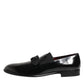 Black Leather Slip On Dress Men Loafers Shoes