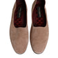 Beige Leather Suede Slip On Loafers Dress Shoes