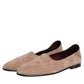 Beige Leather Suede Slip On Loafers Dress Shoes