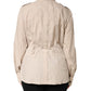 Beige Collared Long Sleeve Cotton Shirt Top