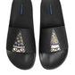 Black Leather Slides Sandals Beachwear Shoes