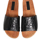 Black Brown Leather Slides Sandals Shoes