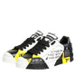 Multicolor Leather Graffiti Low Top Sneakers Shoes