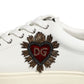 White Leather Heart Embellished Sneakers Shoes