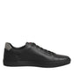 Black Leather Heart Embellished Sneakers Shoes