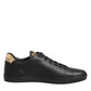 Black Leather Heart Embellished Sneakers Shoes