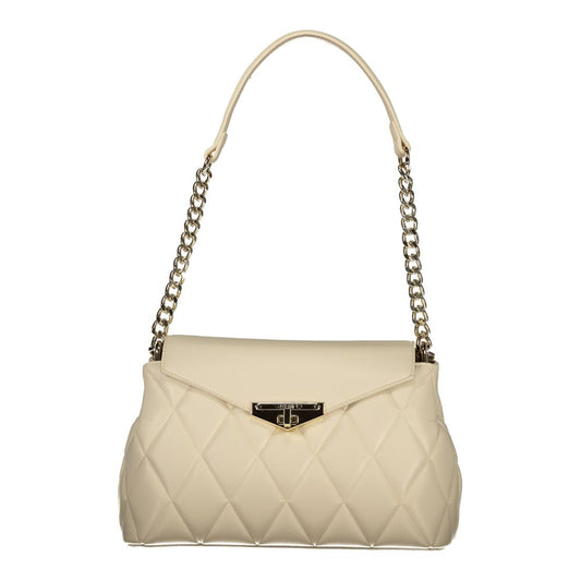 Beige Polyurethane Women Shoulder Bag