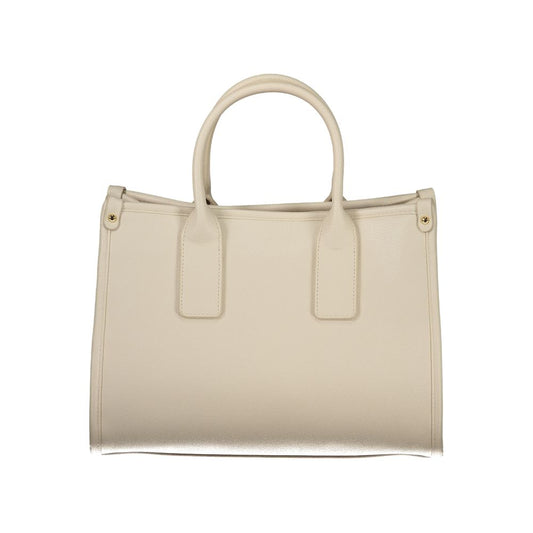Beige Polyurethane Women Handbag