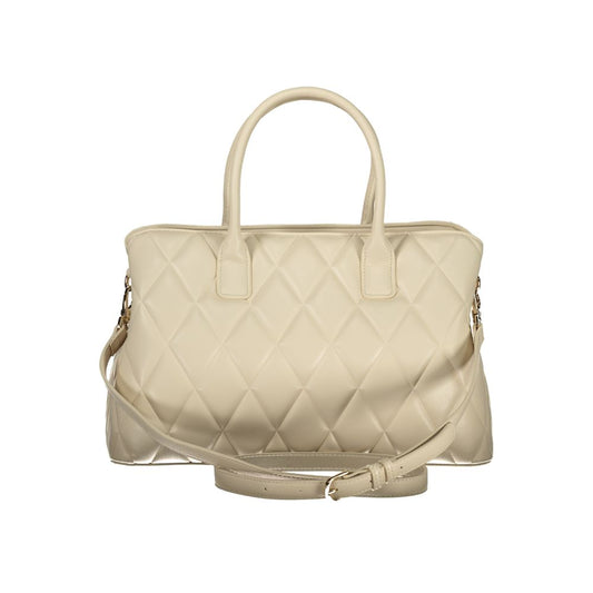 Beige Polyurethane Women Handbag