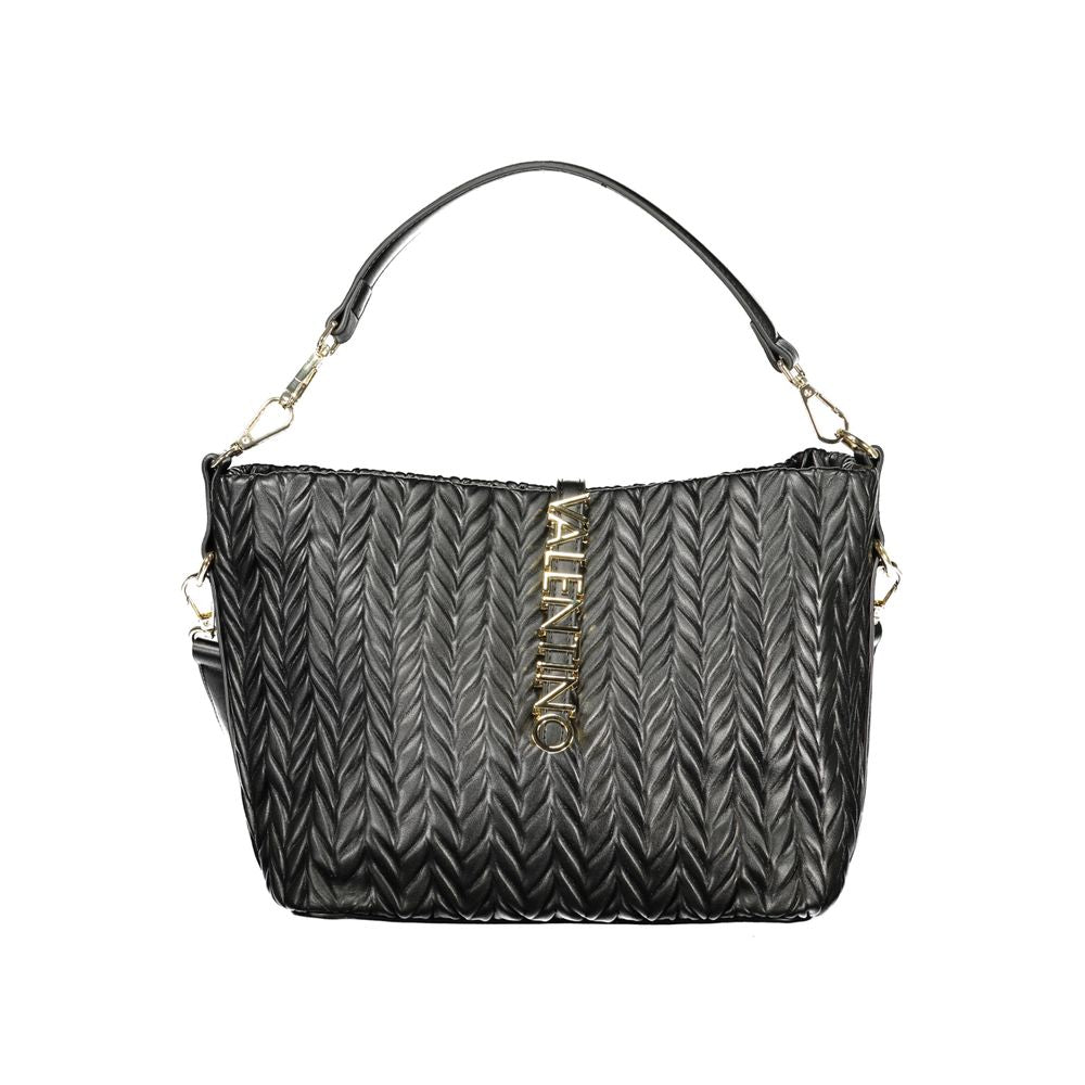 Black Polyurethane Women's Shoulder Bag