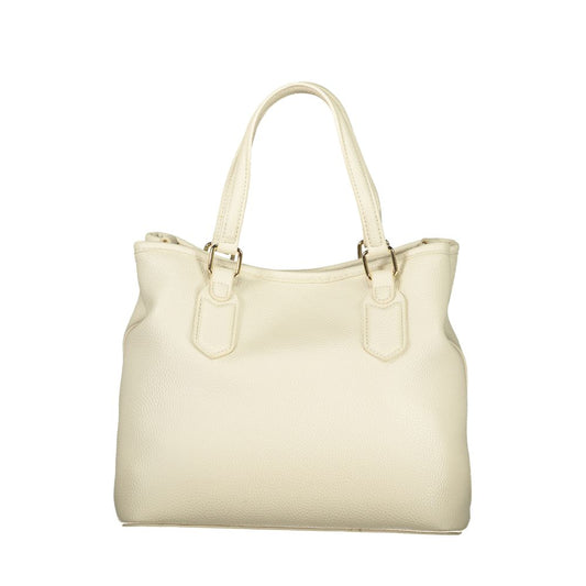 Beige Polyurethane Women Handbag