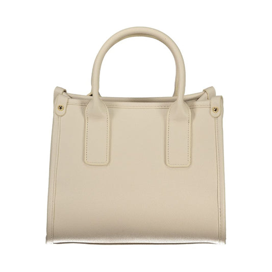 Beige Polyurethane Women Handbag