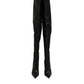 Black Leather Stiletto Knee High Boots Shoes
