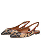 Brown Leopard Slingback Flats Sandals Shoes