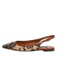 Brown Leopard Slingback Flats Sandals Shoes