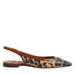 Brown Leopard Slingback Flats Sandals Shoes
