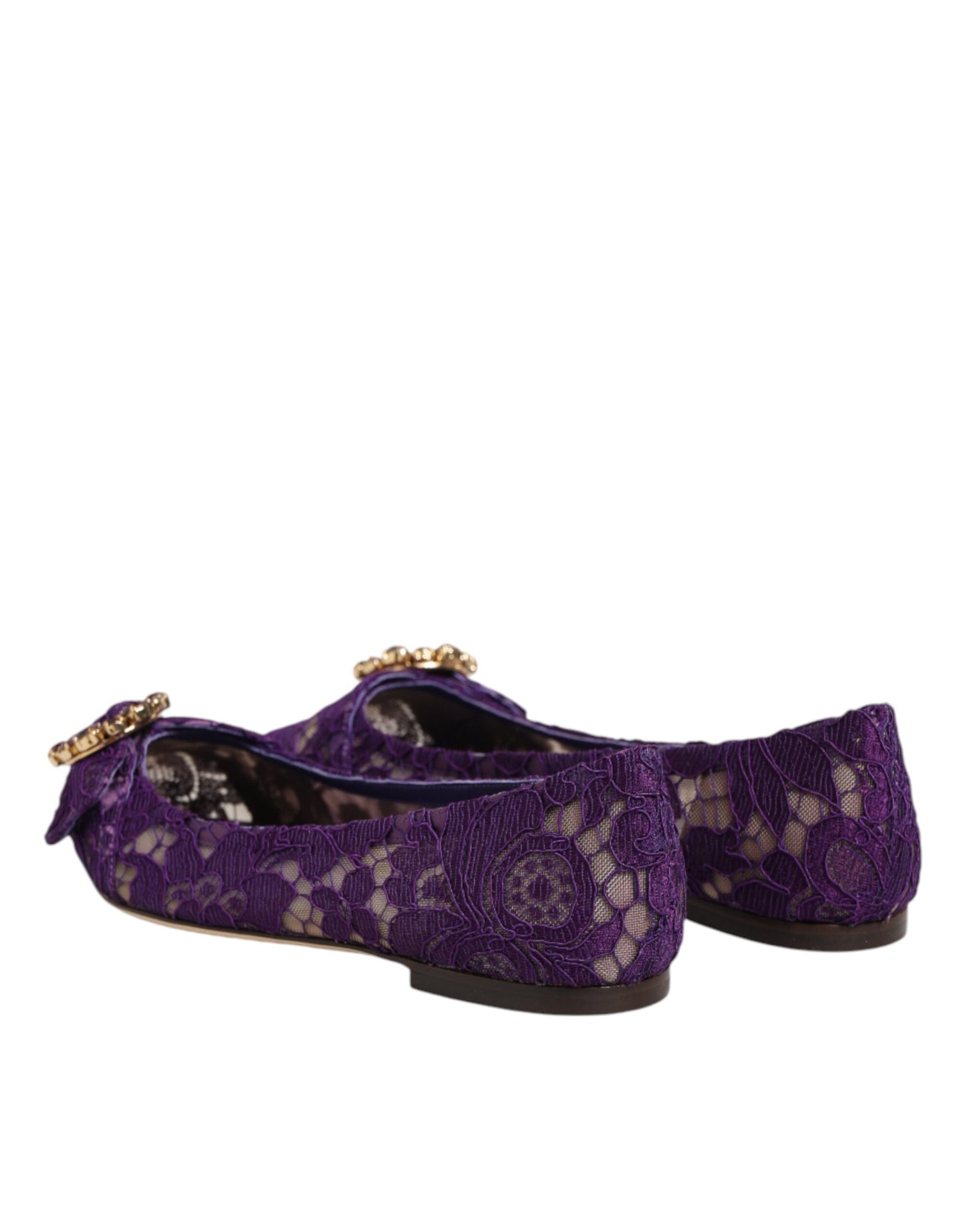 Purple Taormina Lace Crystals Flats Shoes