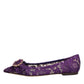 Purple Taormina Lace Crystals Flats Shoes