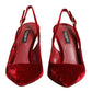 Red Suede High Heels Slingbacks Sandals Shoes