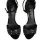 Black Studded Ankle Strap Sandals Shoes