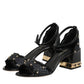 Black Studded Ankle Strap Sandals Shoes