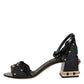 Black Studded Ankle Strap Sandals Shoes