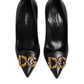 Black Leather DG Amore Heels Pumps Shoes