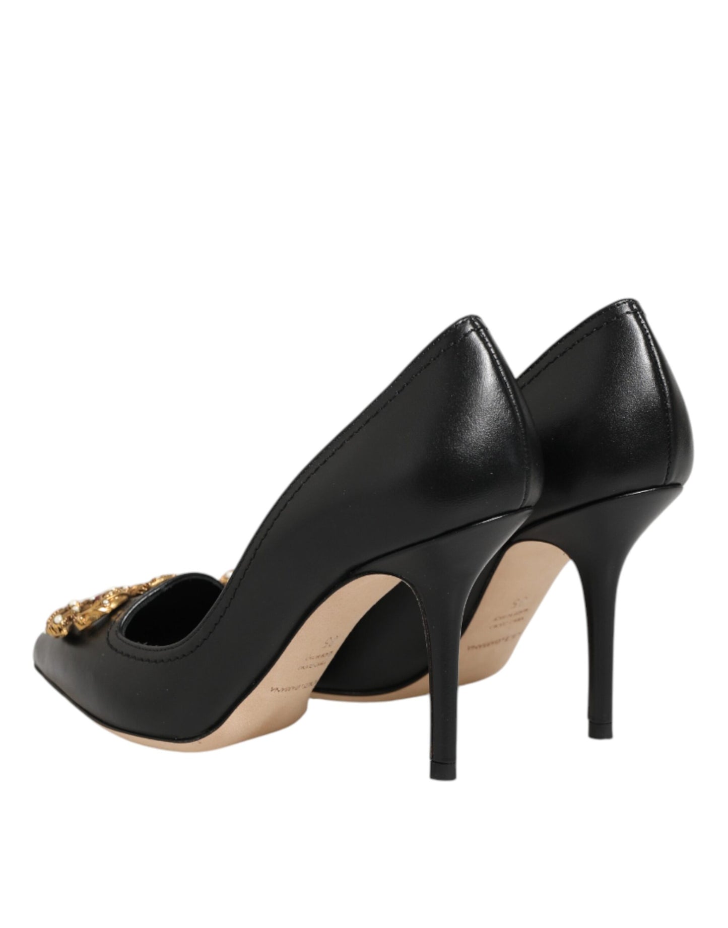 Black Leather DG Amore Heels Pumps Shoes