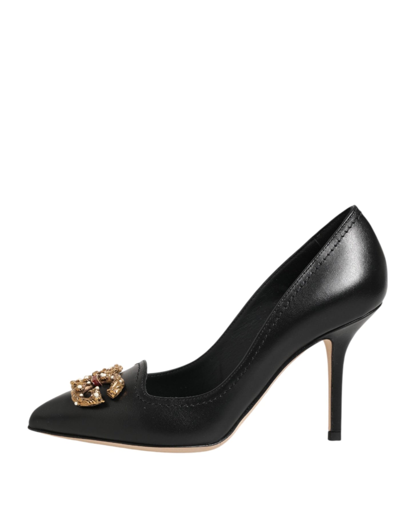 Black Leather DG Amore Heels Pumps Shoes
