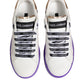White Purple Leather Low Top Sneaker Shoes