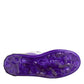 White Purple Leather Low Top Sneaker Shoes