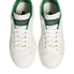 White Green Leather Low Top Sneakers Shoes