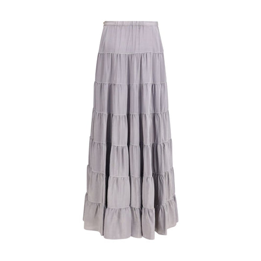 Gray Silk Long Skirt