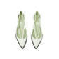 Green Silk Mid Heel Pumps