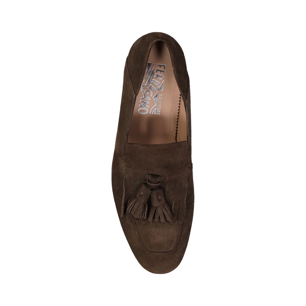 Brown Calfskin Slip-On Loafers