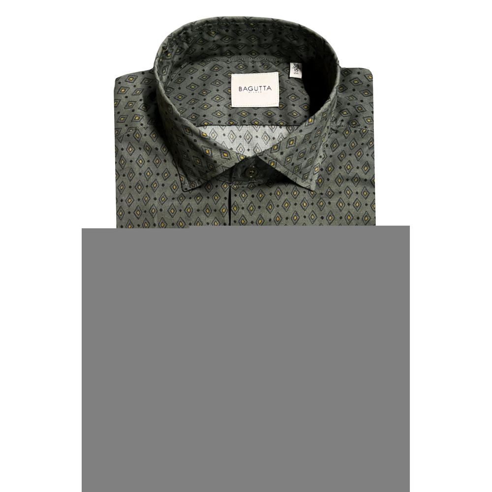 Green Cotton Men's Slim Shirt