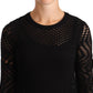 Bodycon Sheath Black Viscose Long Sleeves Mini Dress